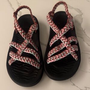 Megnya Braided Strap Sandals in Pink and Light Blue Size 40 -9